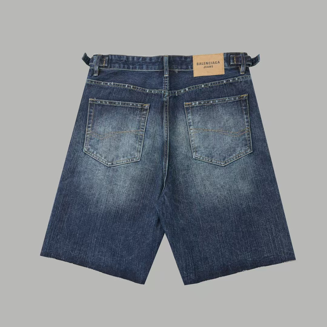 Embroidered denim shorts