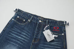 Embroidered denim shorts
