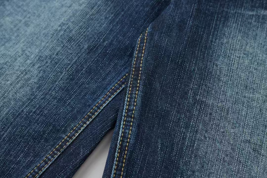 Embroidered denim shorts