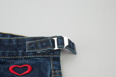 Embroidered denim shorts