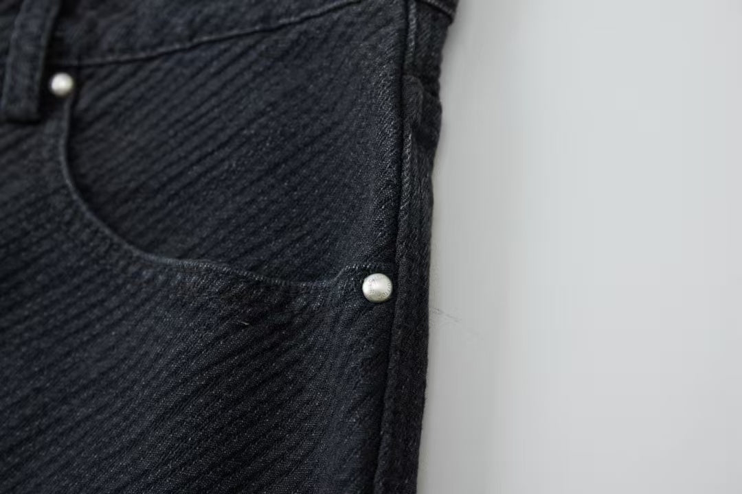 New jacquard denim pants