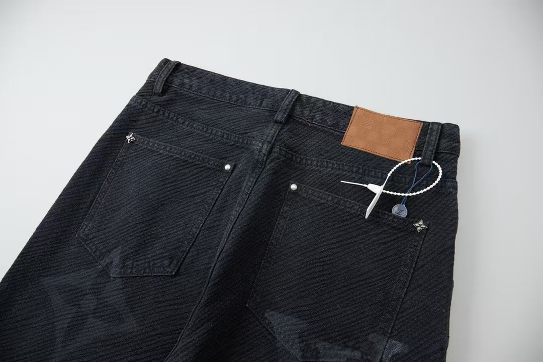 New jacquard denim pants