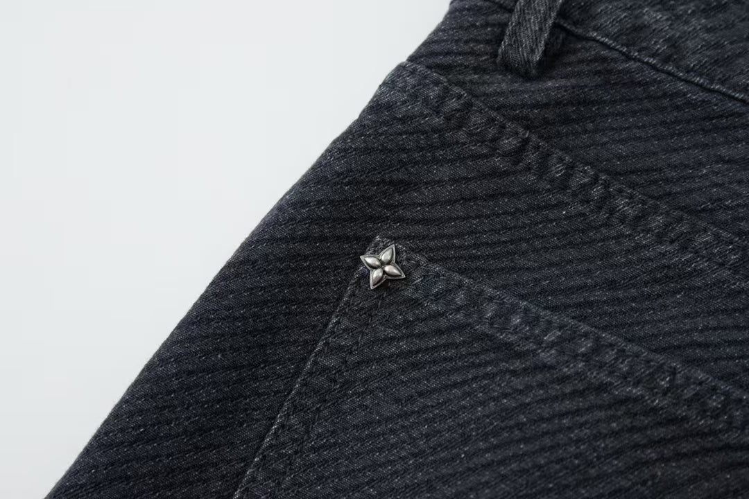 New jacquard denim pants