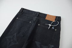 New jacquard denim pants