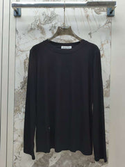 Embroidered round neck long sleeved top