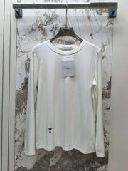 Embroidered round neck long sleeved top