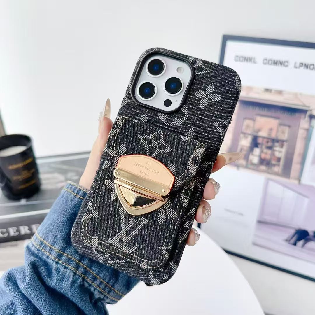 Cowboy casual gold lock card holder phone case