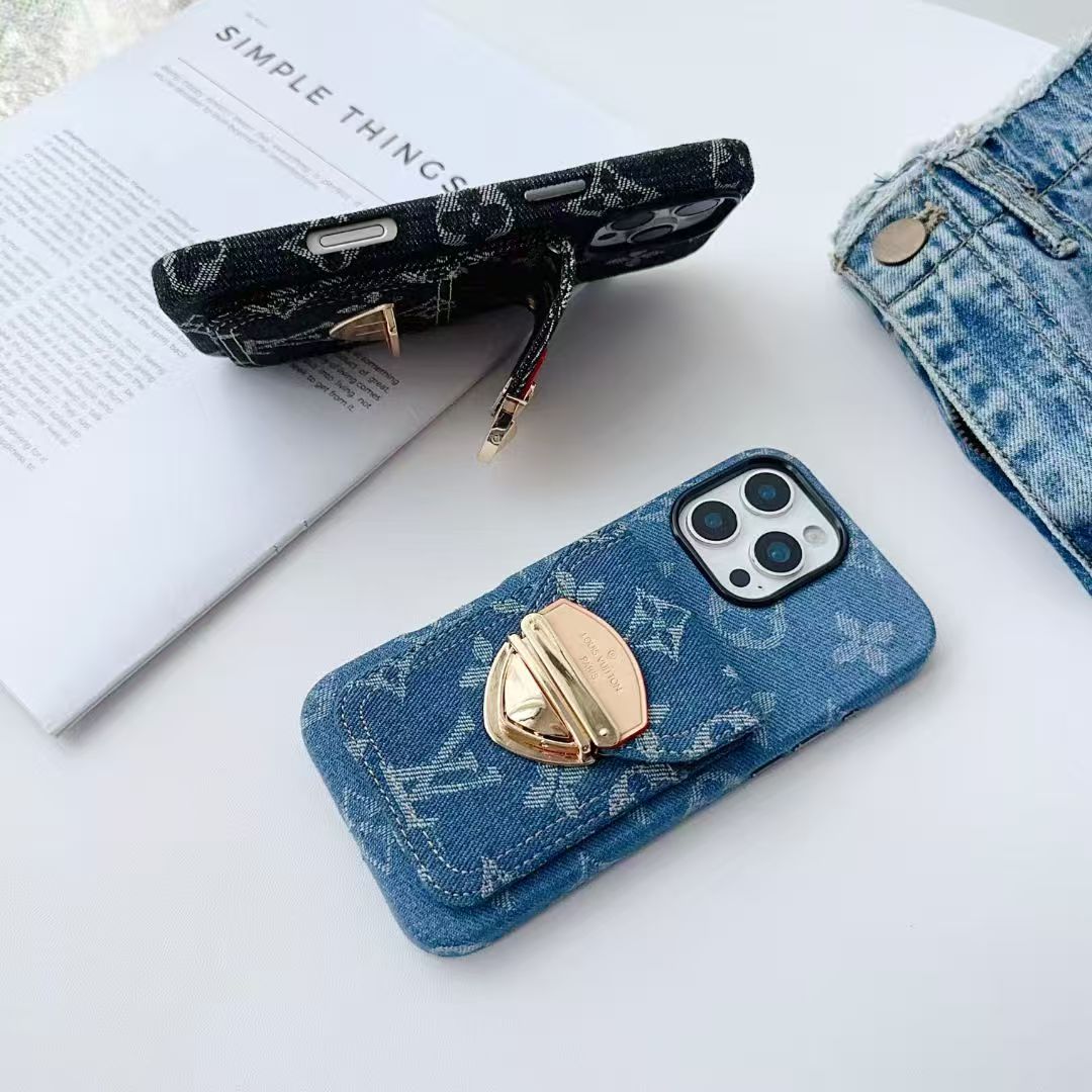 Cowboy casual gold lock card holder phone case