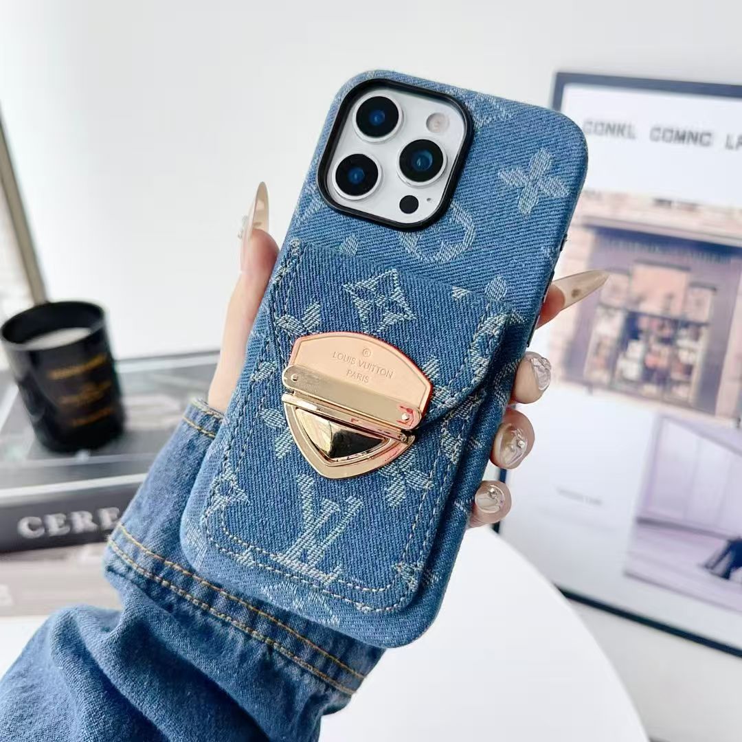 Cowboy casual gold lock card holder phone case