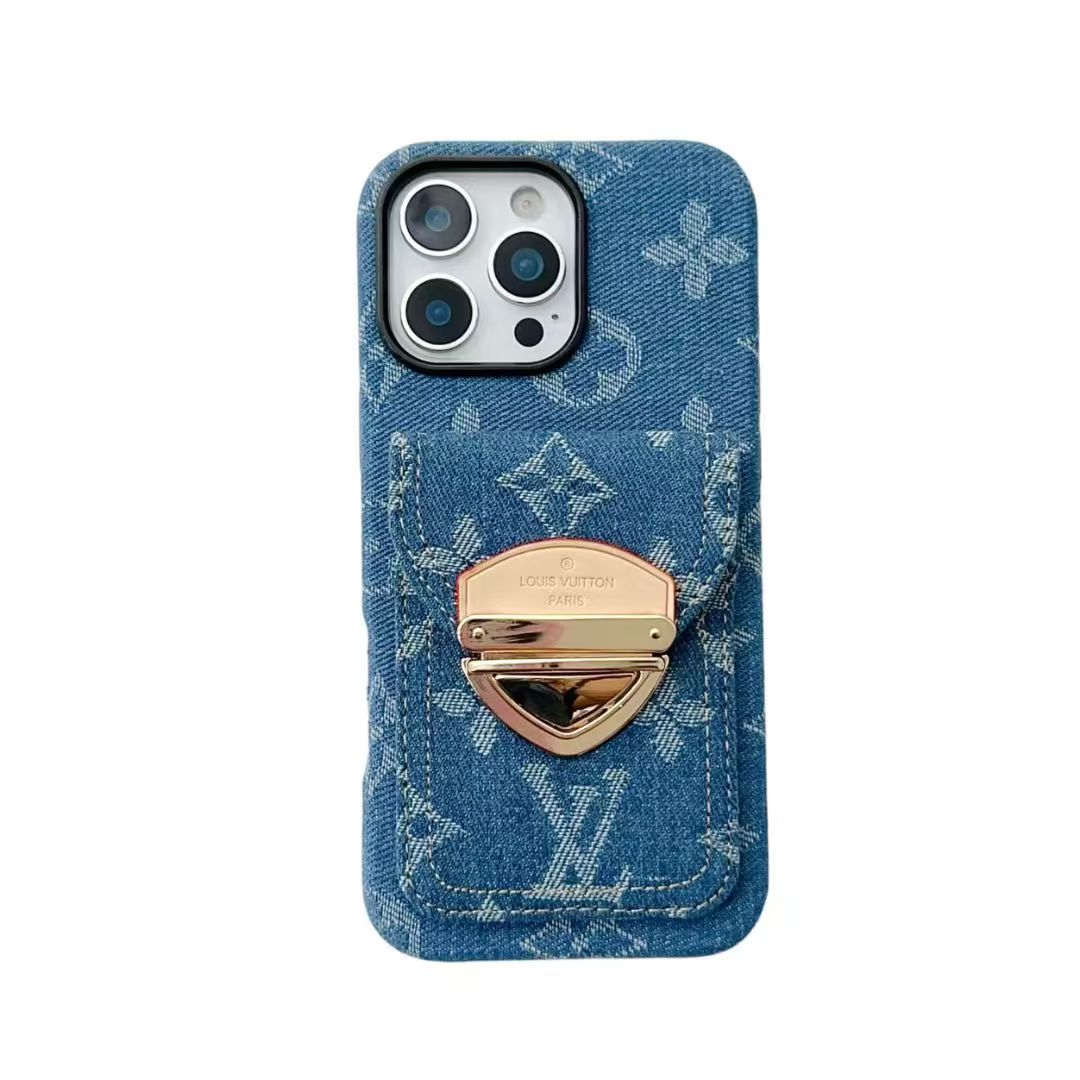 Cowboy casual gold lock card holder phone case