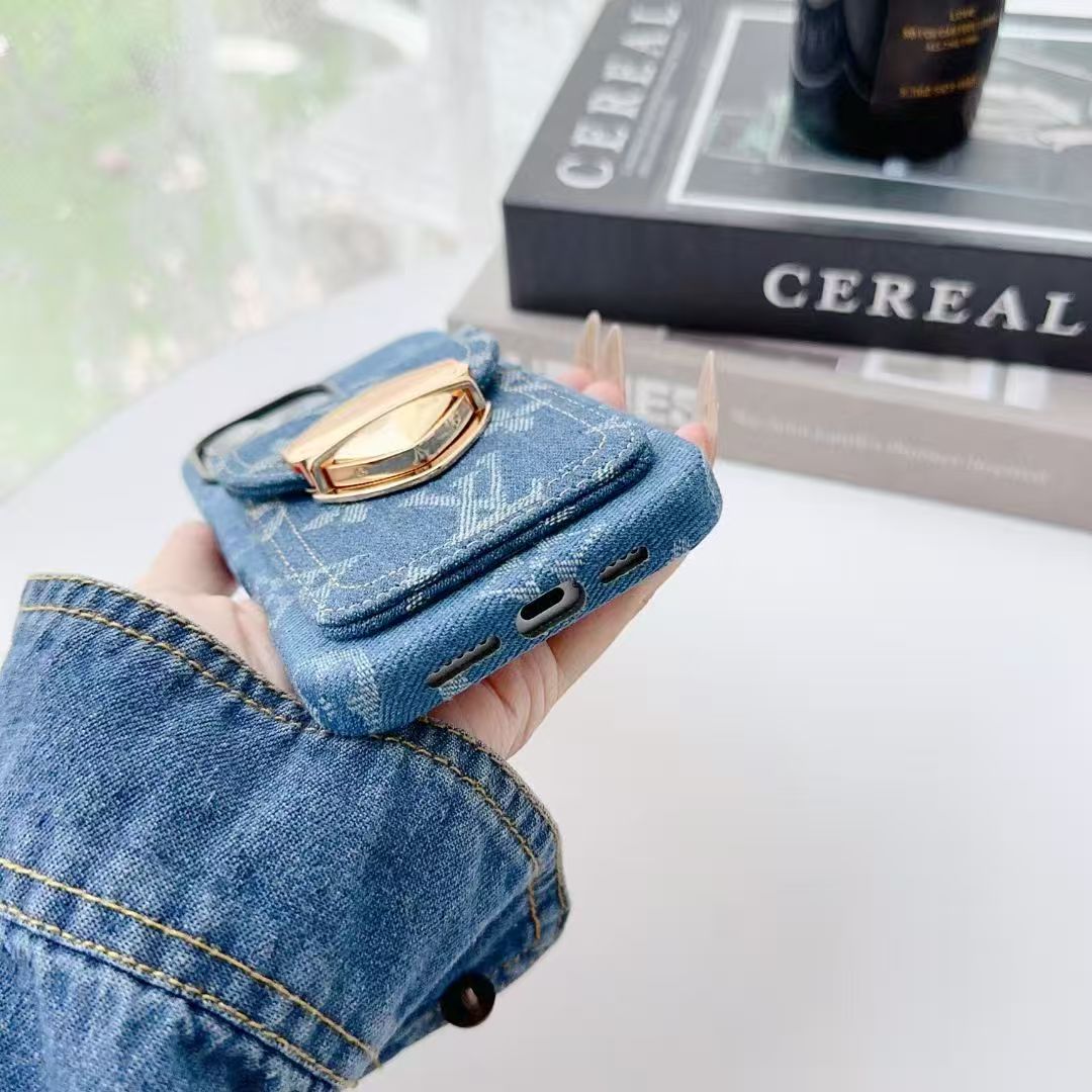Cowboy casual gold lock card holder phone case