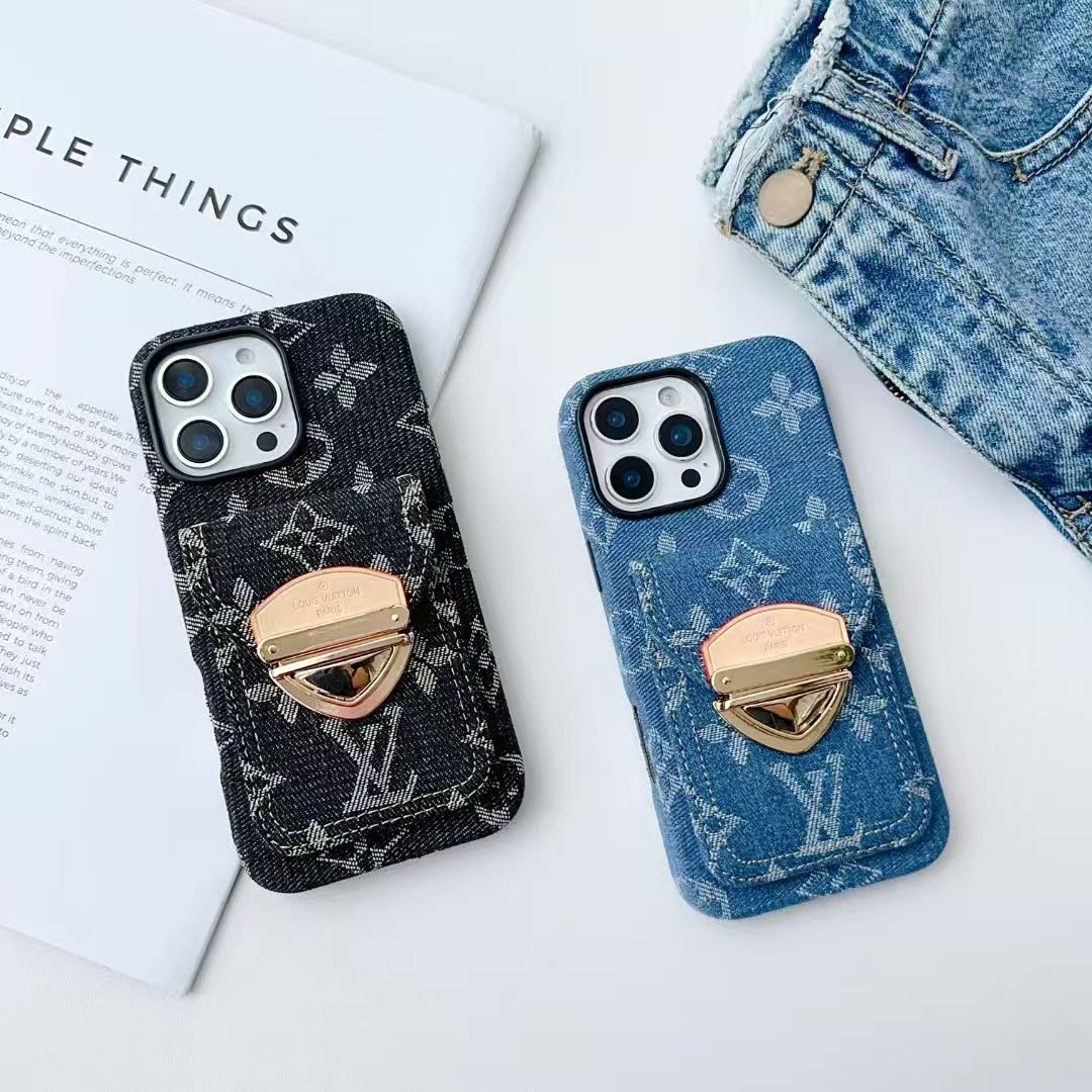 Cowboy casual gold lock card holder phone case