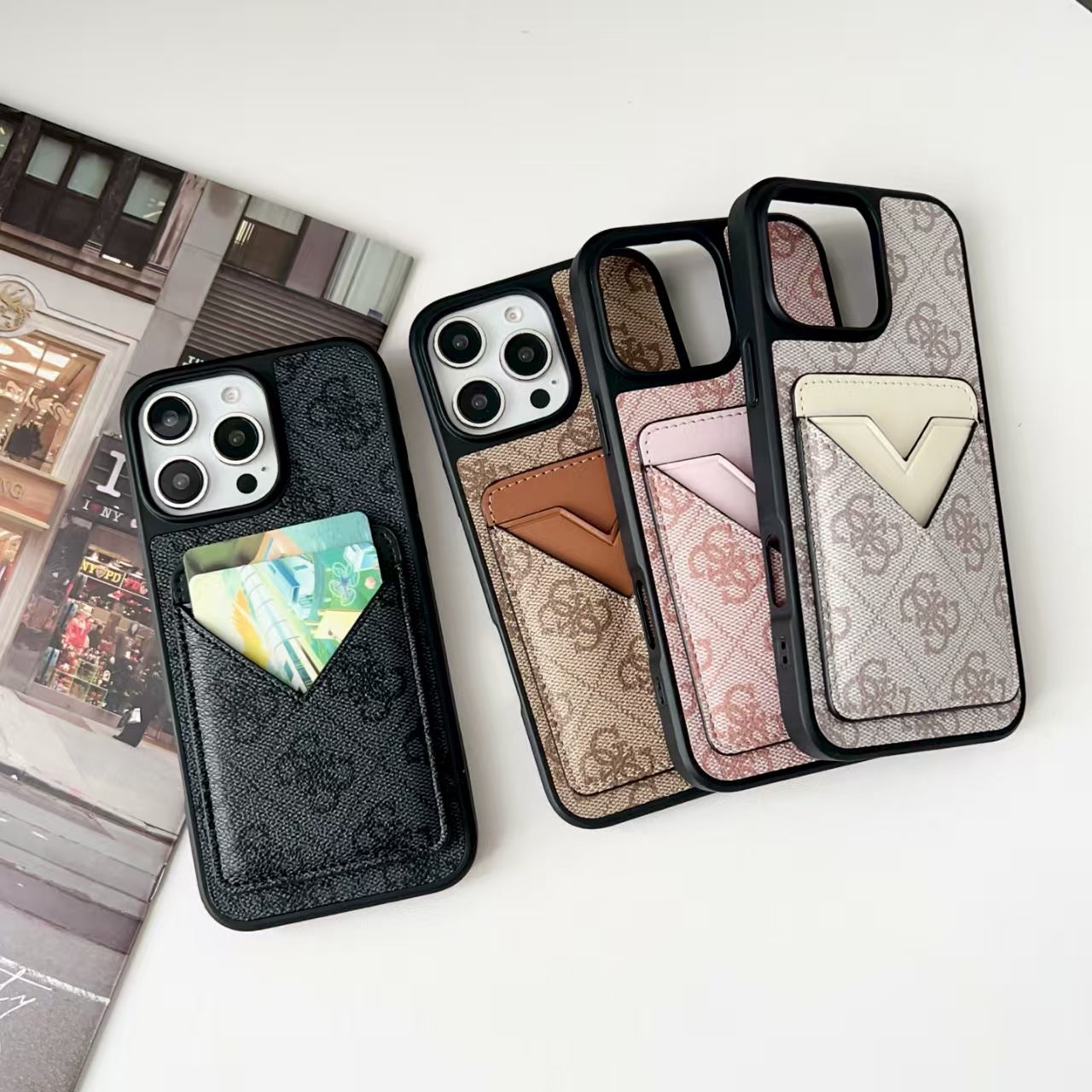 V-shaped card holder phone case