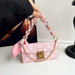 Postman leather case+special silk scarf chain phone case