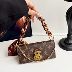 Postman leather case+special silk scarf chain phone case