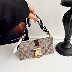 Postman leather case+special silk scarf chain phone case