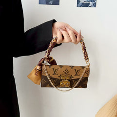Postman leather case+special silk scarf chain phone case