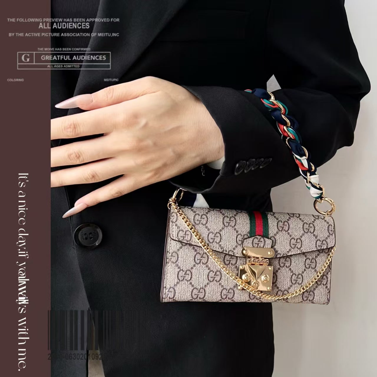 Postman leather case+special silk scarf chain phone case