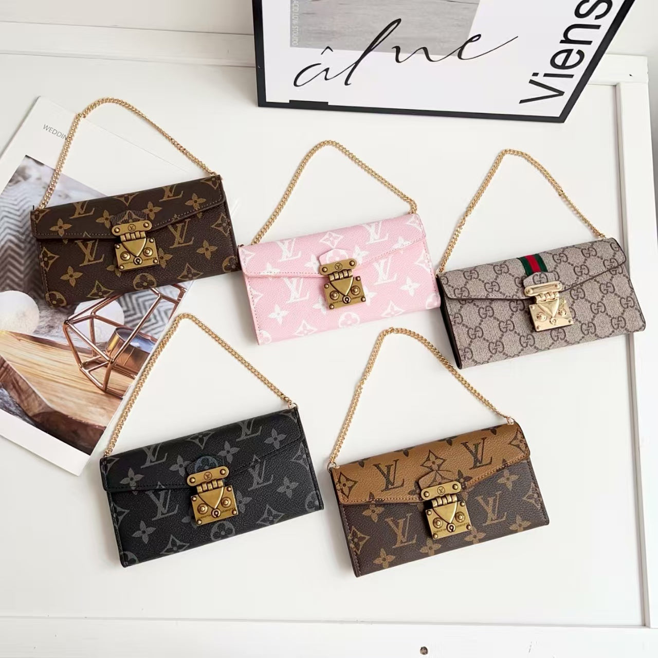 Postman leather case+special silk scarf chain phone case