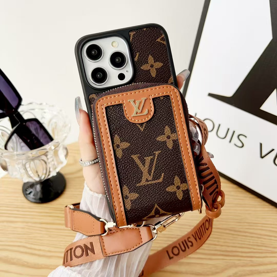 Vertical zipper card case phone case
