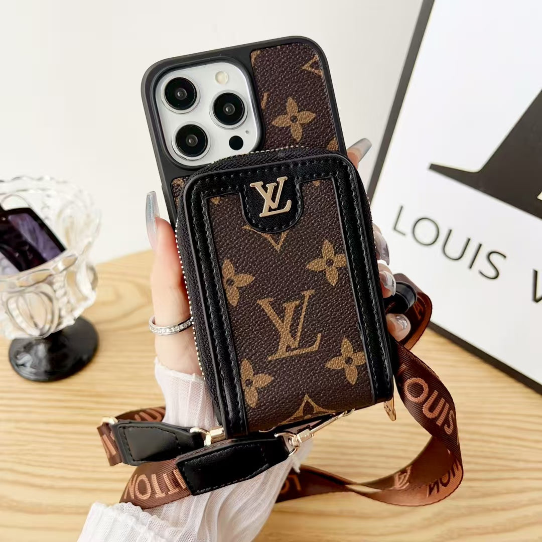Vertical zipper card case phone case