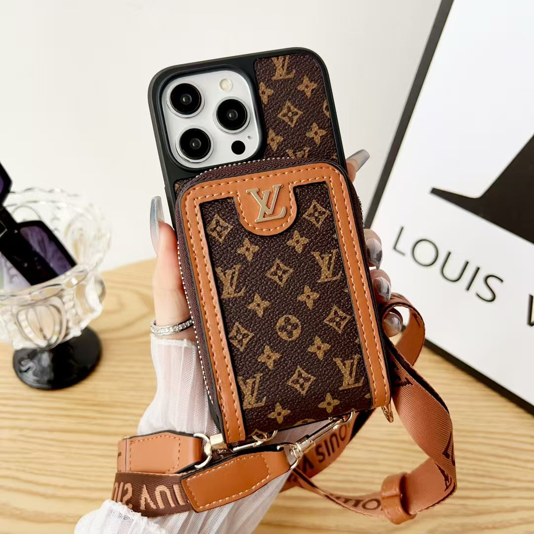 Vertical zipper card case phone case