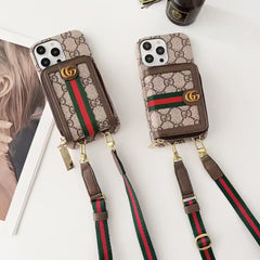 Zipper horizontal and vertical card case phone case