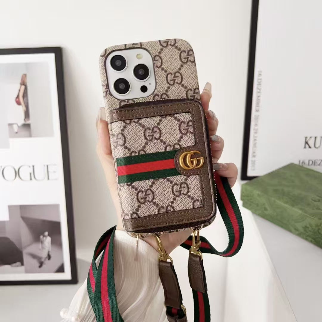 Zipper horizontal and vertical card case phone case
