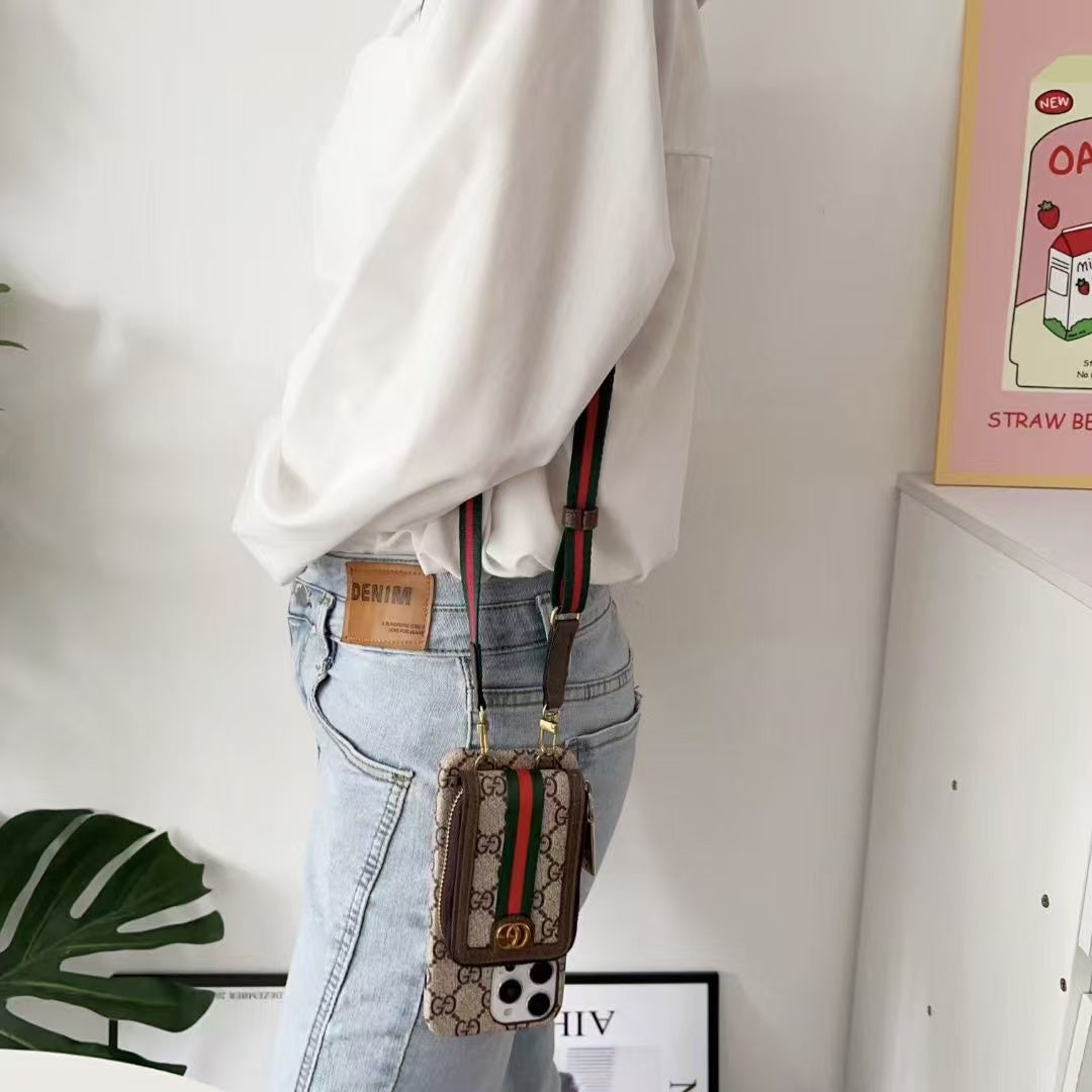 Zipper horizontal and vertical card case phone case