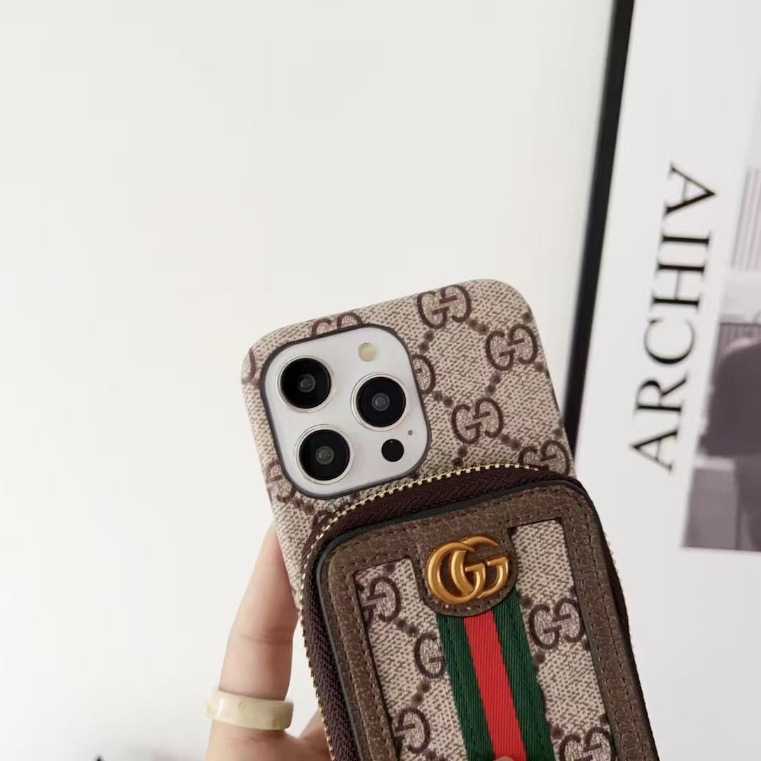 Zipper horizontal and vertical card case phone case