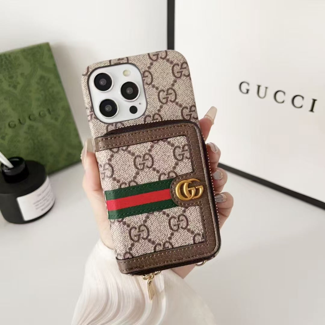 Zipper horizontal and vertical card case phone case
