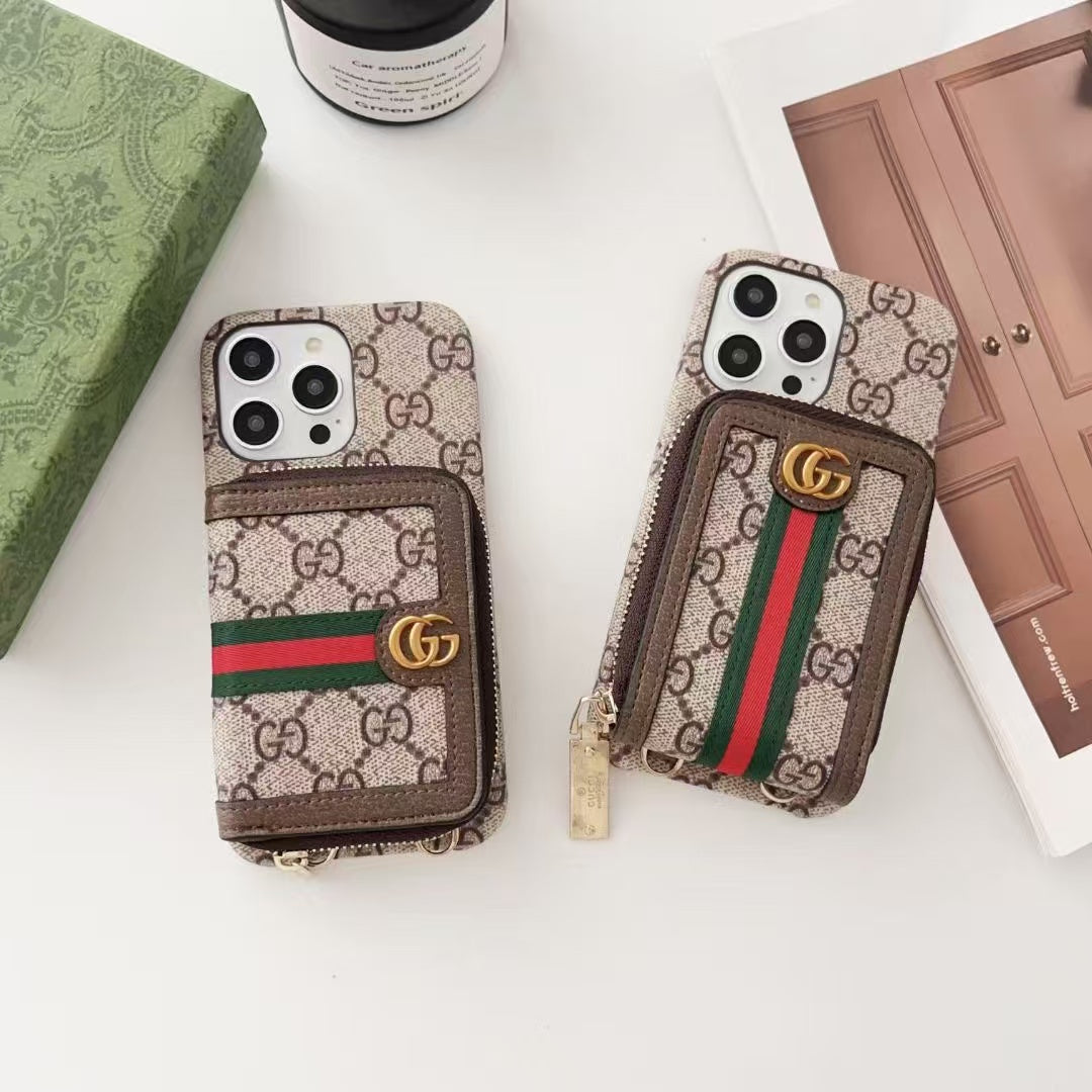 Zipper horizontal and vertical card case phone case