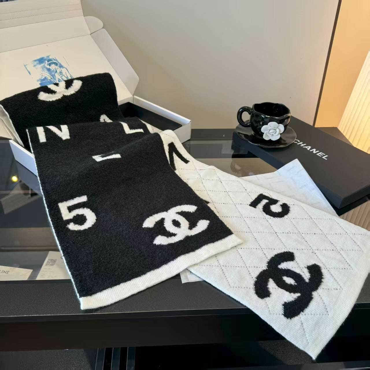 Fashionable embroidered knitted yarn scarf