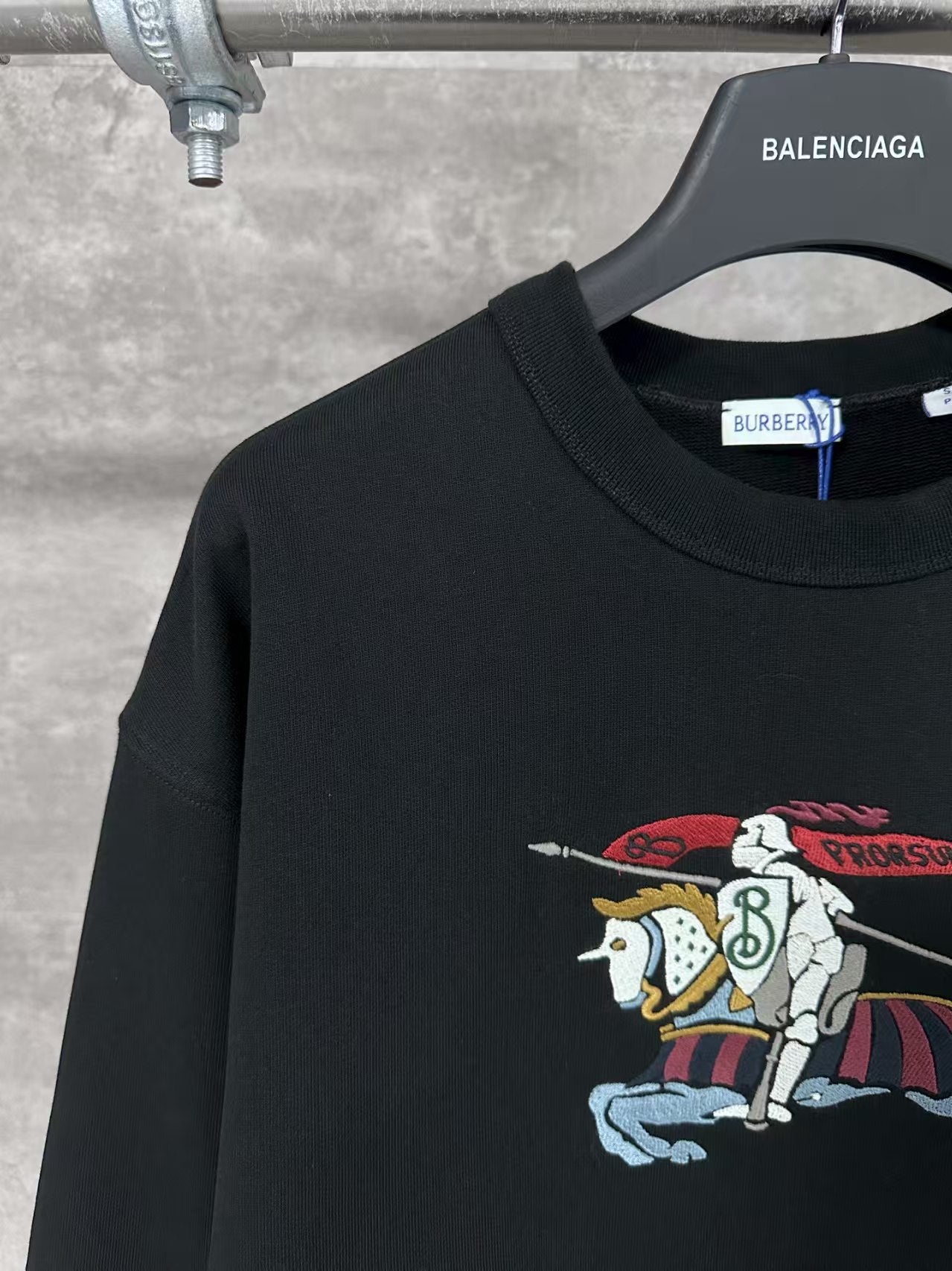 Embroidered round neck hoodie