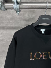 Gradient letter embroidered round neck hoodie