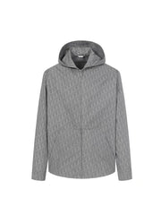 Dark patterned full print hooded zipper jacket