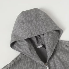 Dark patterned full print hooded zipper jacket