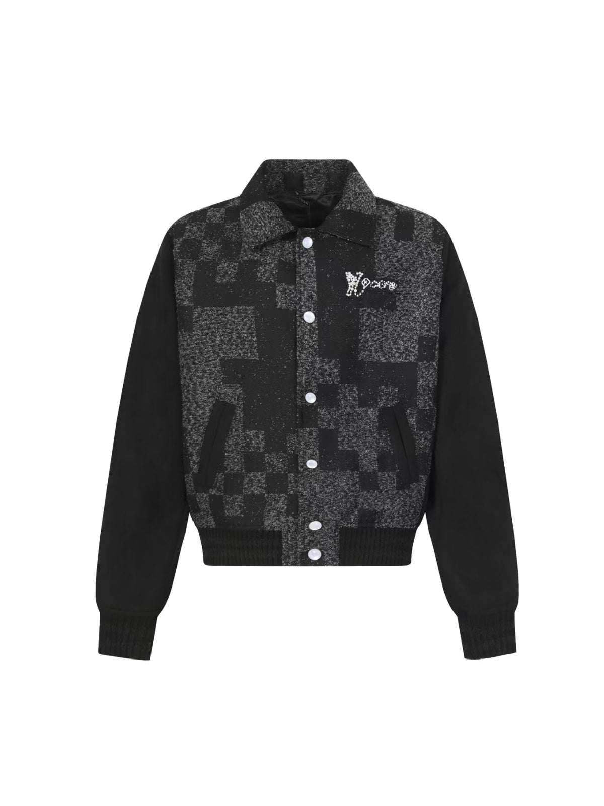 Nail Ball Checkerboard Baseball Jacket