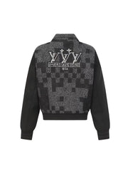 Nail Ball Checkerboard Baseball Jacket