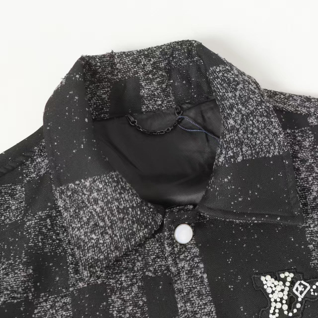 Nail Ball Checkerboard Baseball Jacket