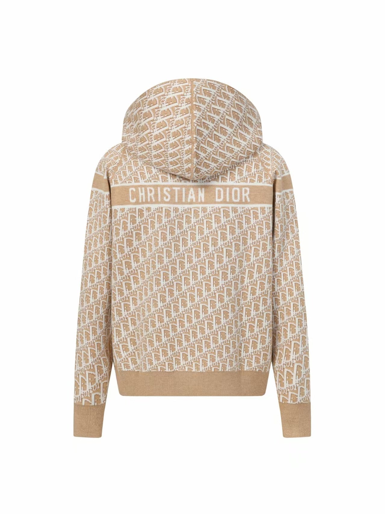 Double sided jacquard cashmere knitted hoodie