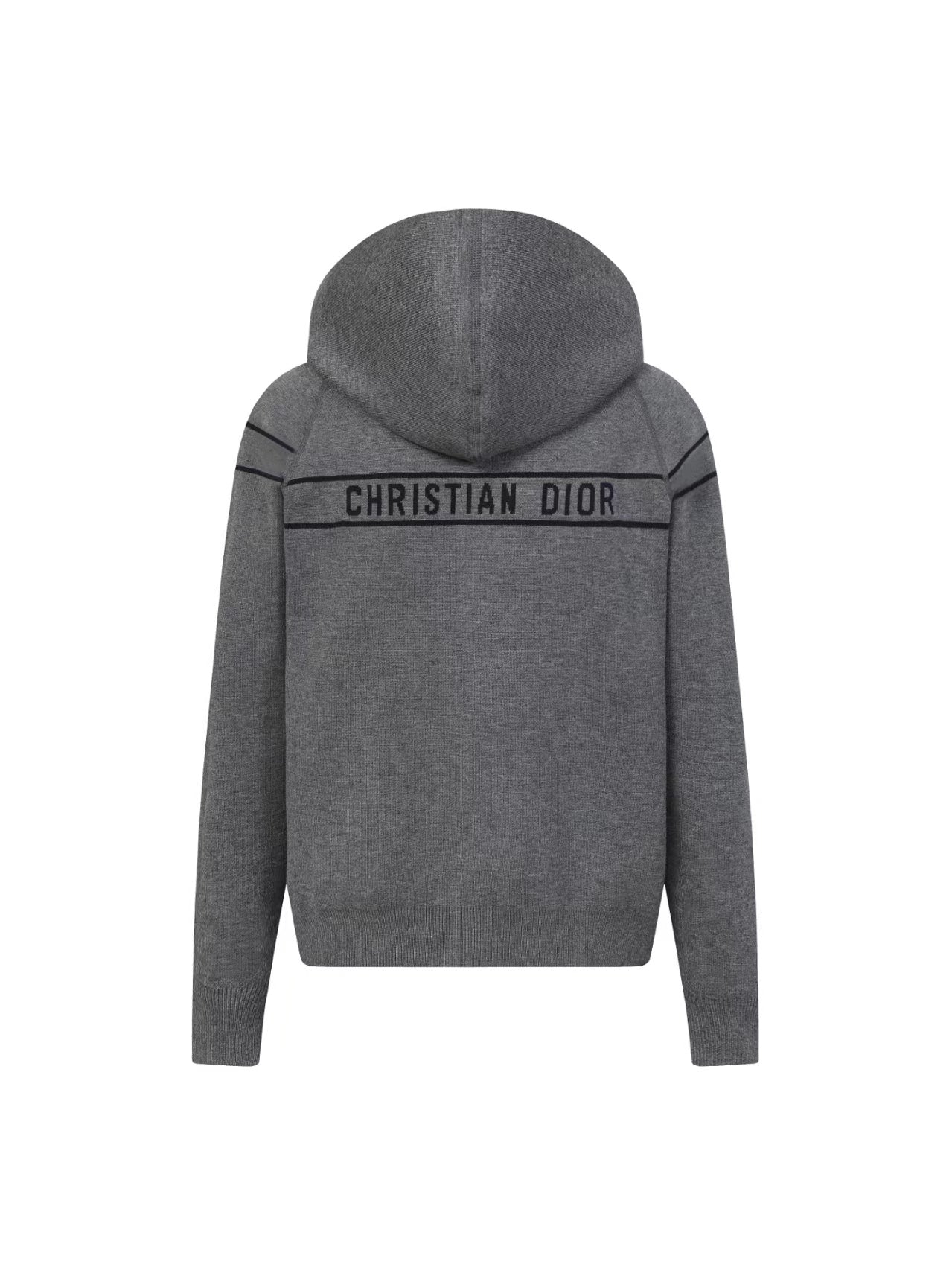 Double sided jacquard cashmere knitted hoodie