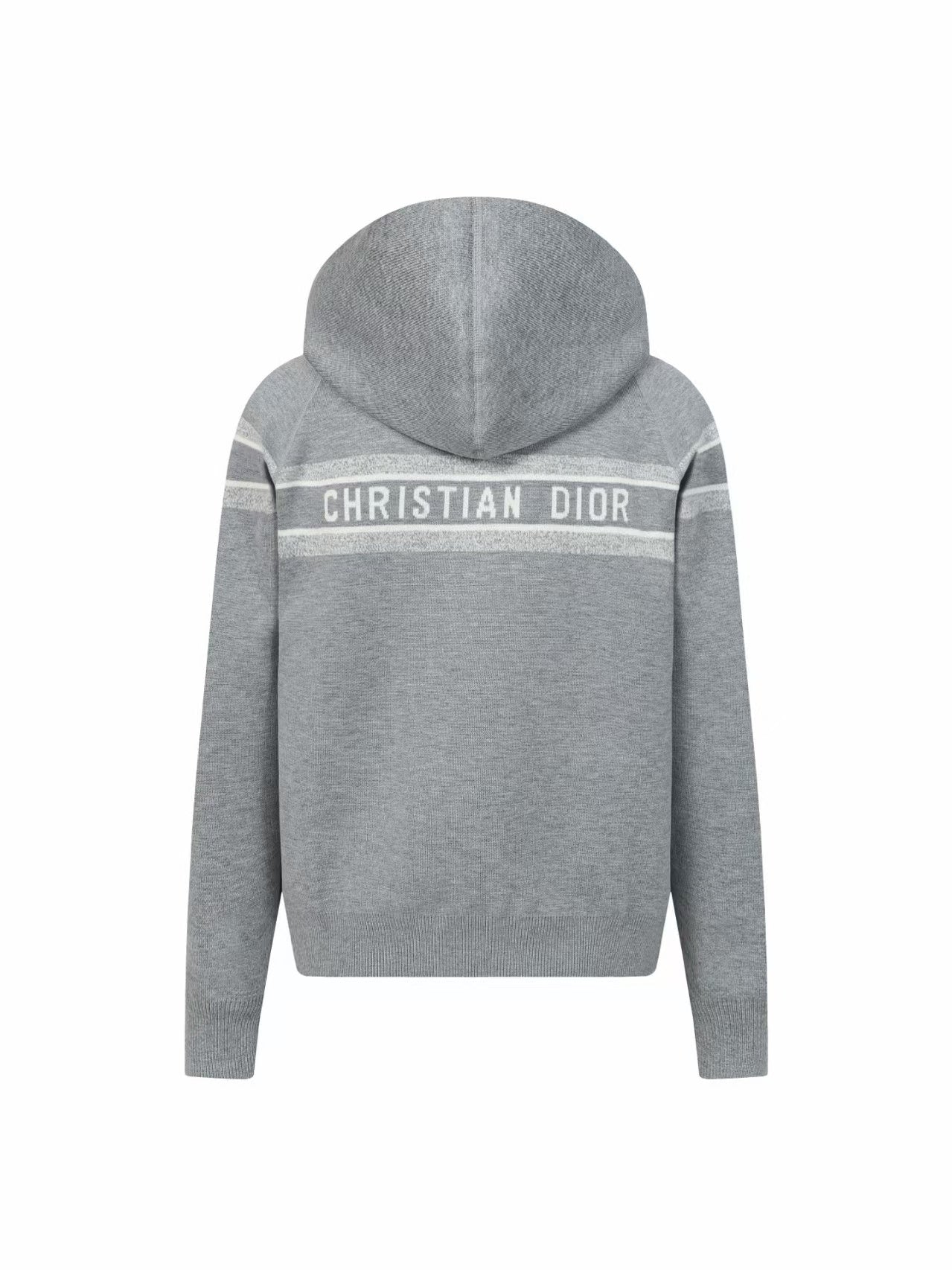 Double sided jacquard cashmere knitted hoodie