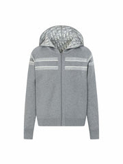 Double sided jacquard cashmere knitted hoodie