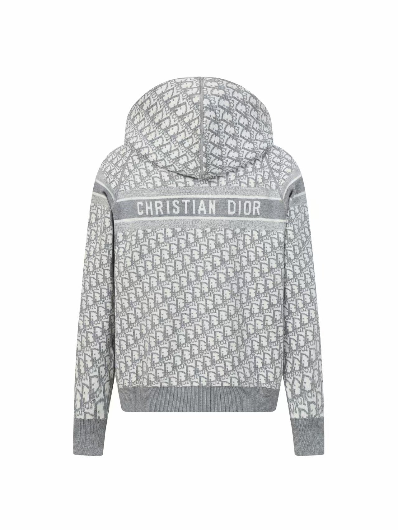 Double sided jacquard cashmere knitted hoodie