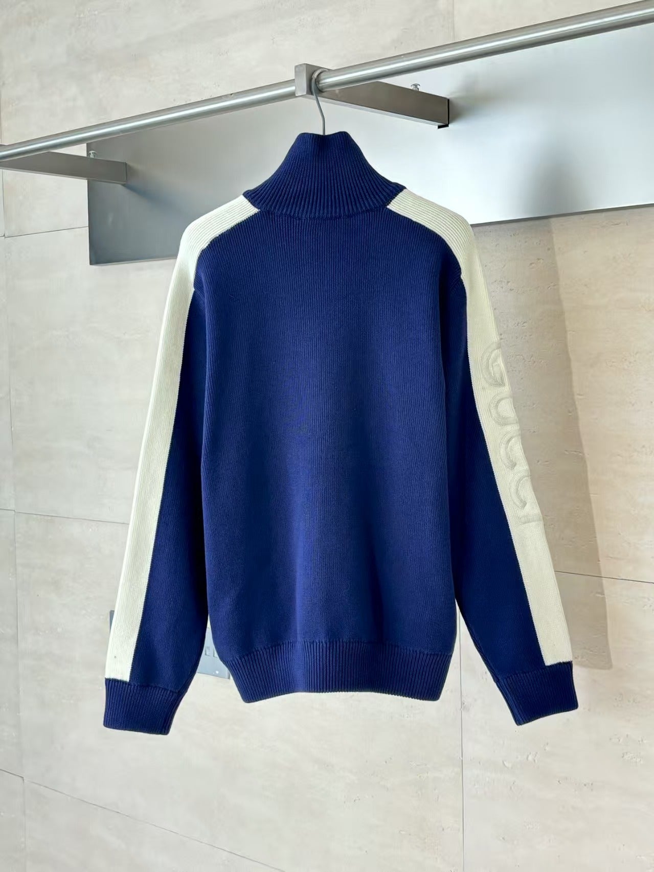 Embroidered patchwork woolen zipper jacket