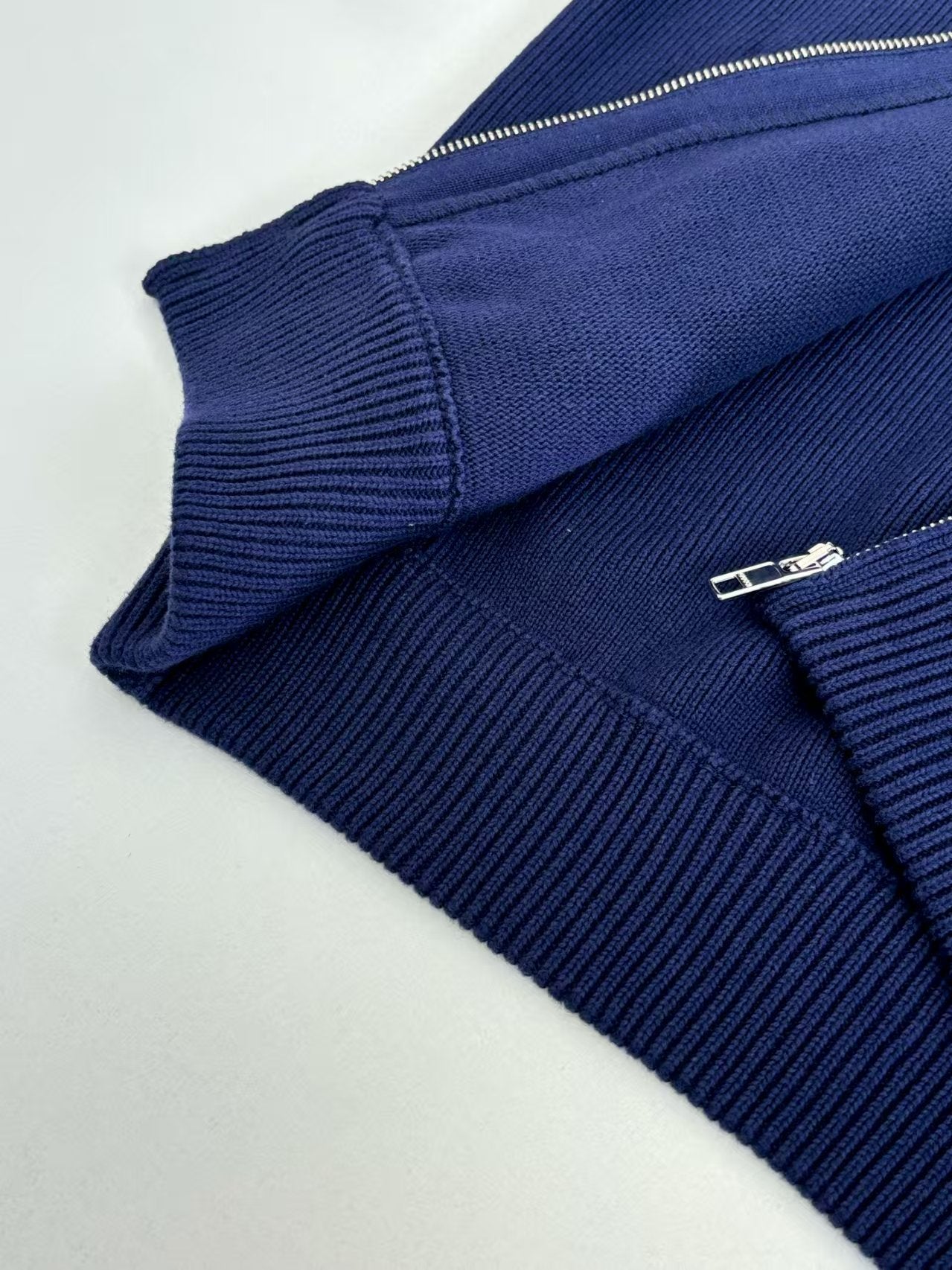 Embroidered patchwork woolen zipper jacket