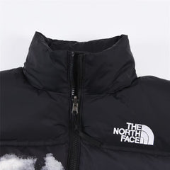 Cloud printed black down jacket