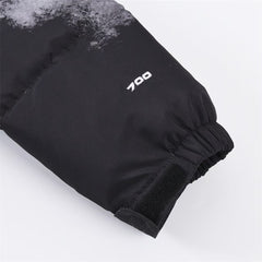 Cloud printed black down jacket