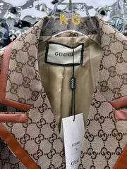 New women's jacquard leather patchwork jacket